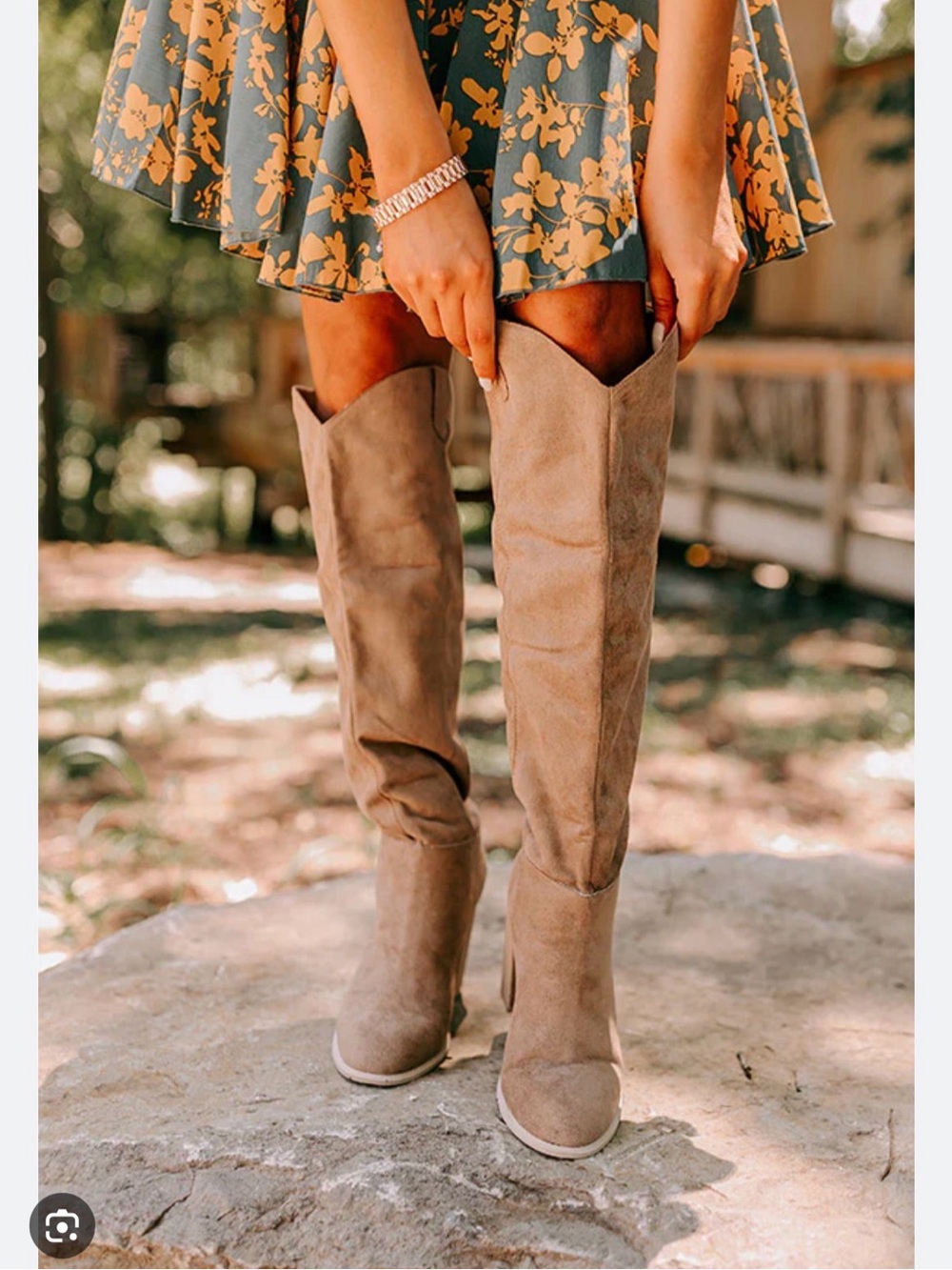 JustFab Taupe Over-the-Knee Suede Boots